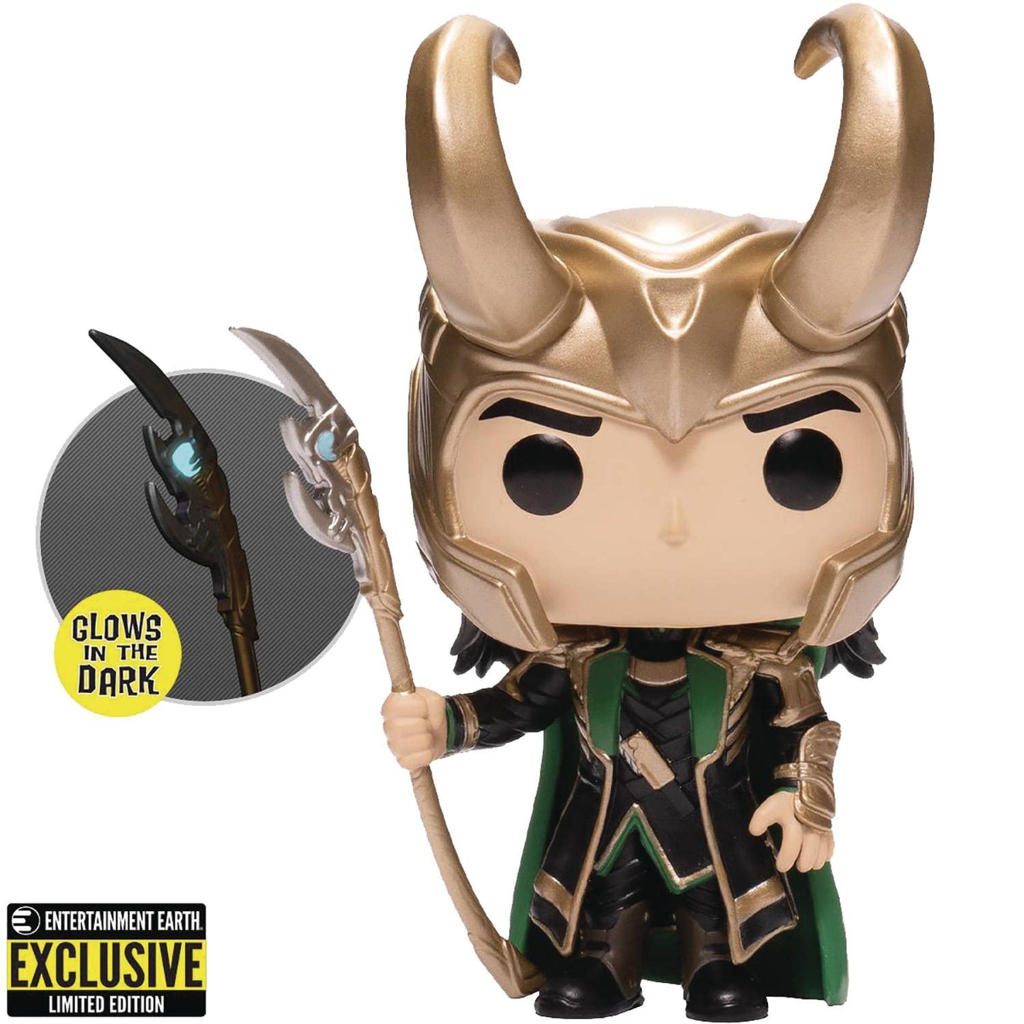 POP Marvel: Loki with Scepter (Glow in The Dark) Entertainment Earth limited availability Funko Vinyl Figure (Bundled with Compatible Box Protector Case) Multicolored 3.75 inches