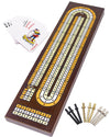 JstFrU Wooden Cribbage Board Game Set Solid Wood 3 Track Cribbage Board Magnetic Storage for 9 Metal Pegs Deck of Playing Cards Fun Table Game Game Night  Travel (Instruction Included)