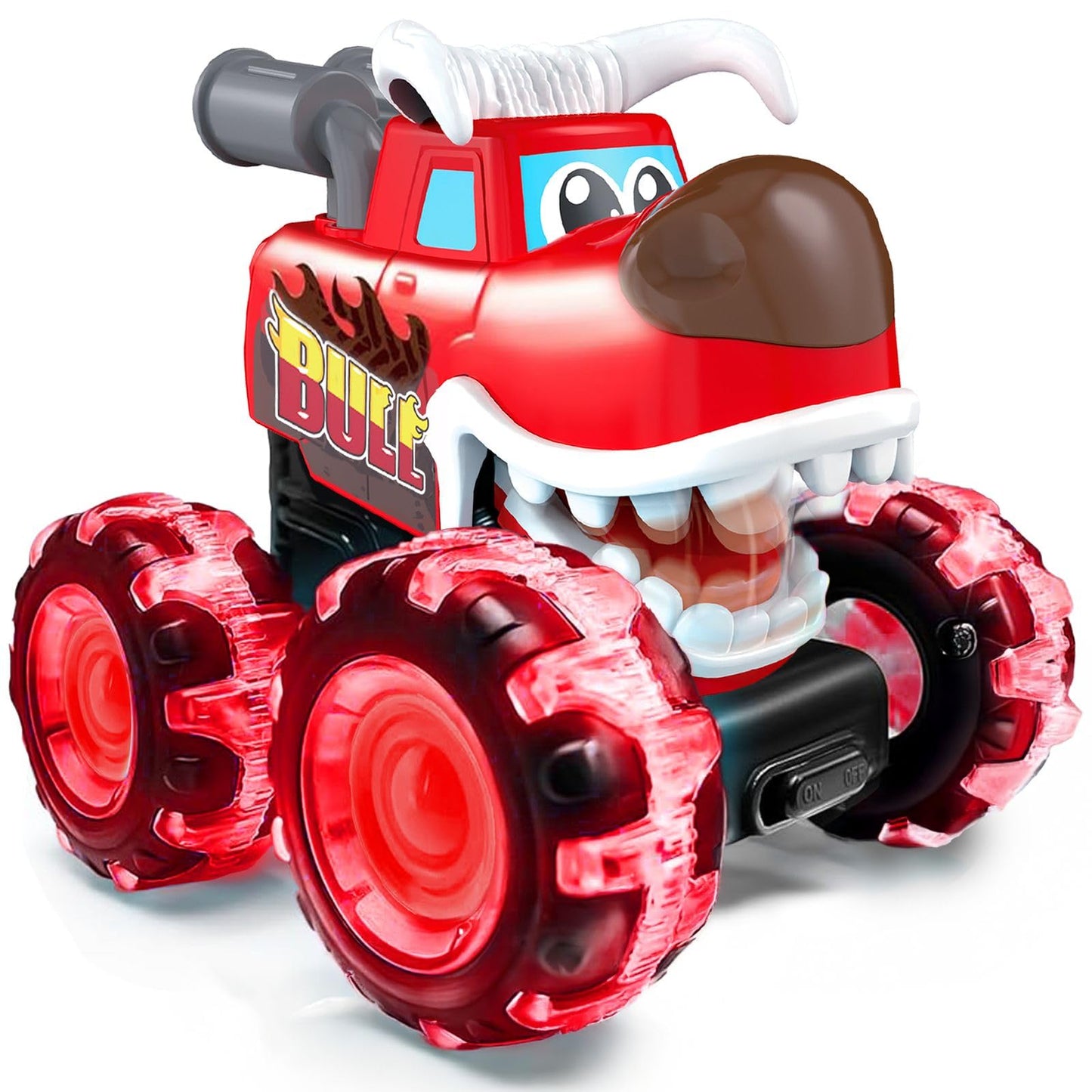 stargo - Bull Monster Truck Toys - Light Up Chomping Pull Back Truck | Birthday Gifts for Toddlers, Boys Toys, Monster Truck Chi