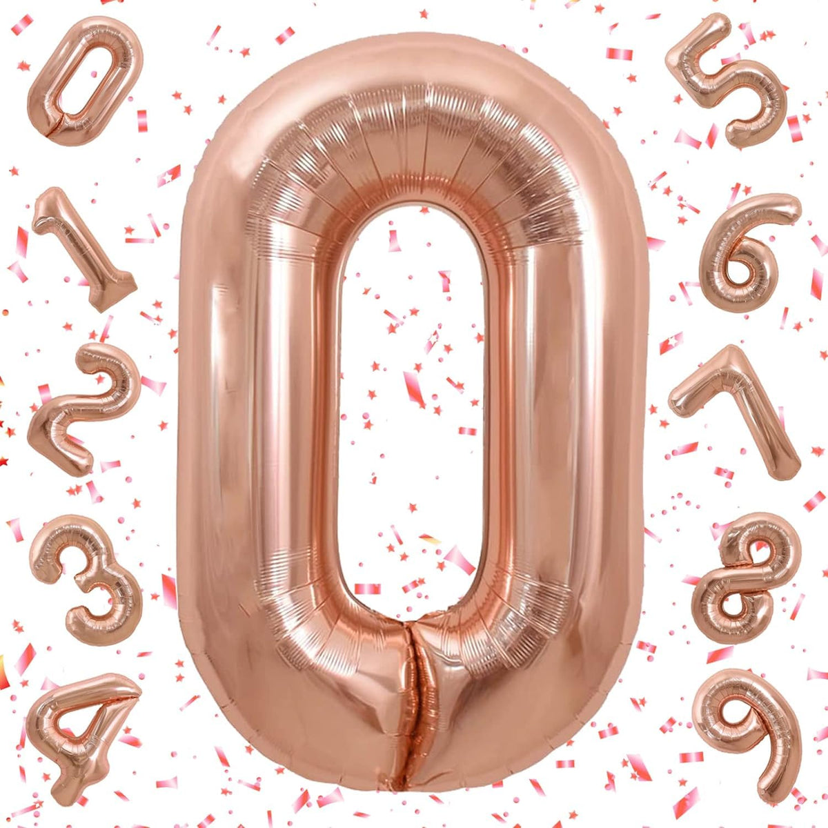 Flyloons 0 number Rose Gold Foil Balloon 16 inch Size Birthday Decoration Items | 1st Year Balloons | Zero