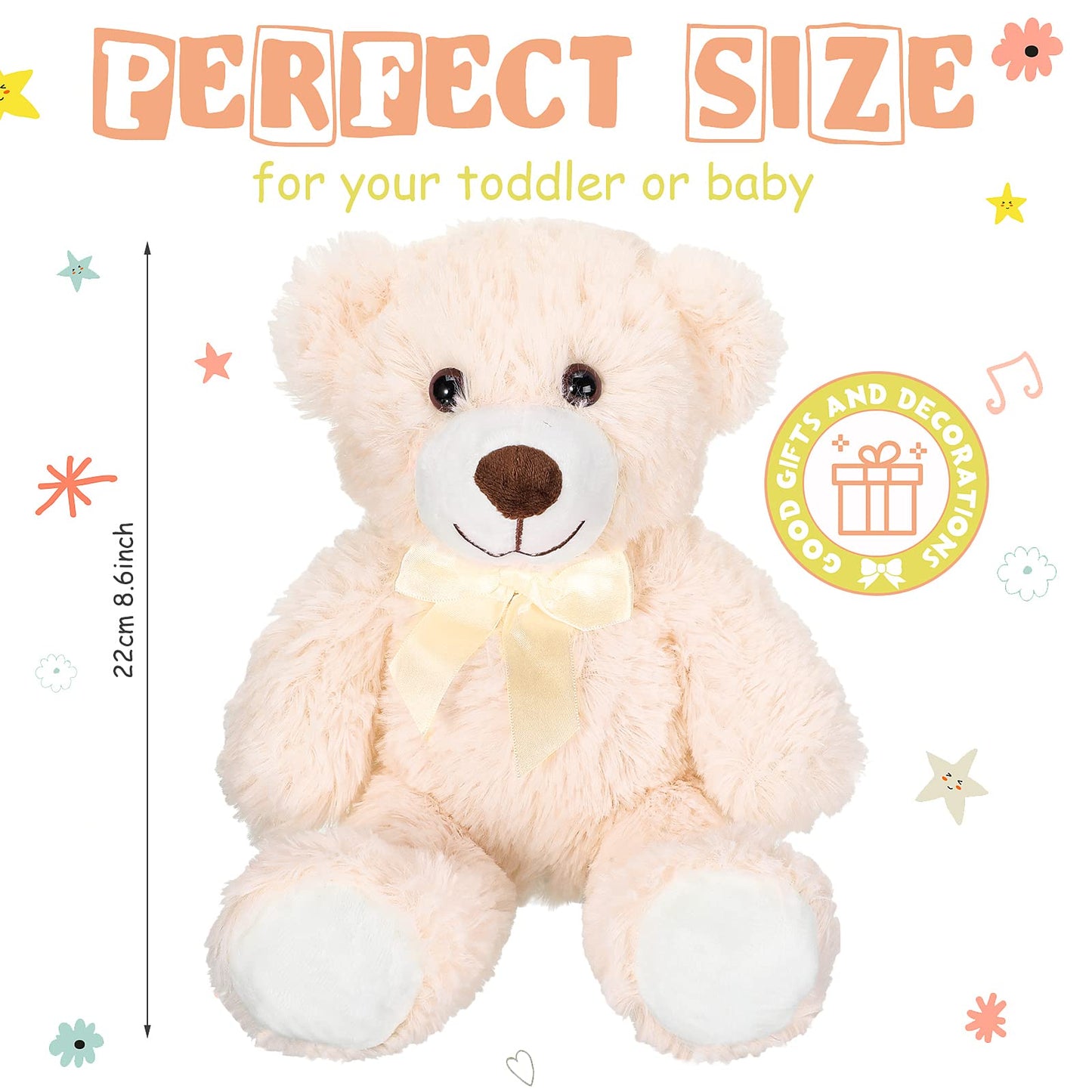 Zomiboo 7 Packs 14 Inch Plush Bear Stuffed Animals Plush Soft Cute Stuffed Dolls Birthday Party Decorations(Cute Colors)