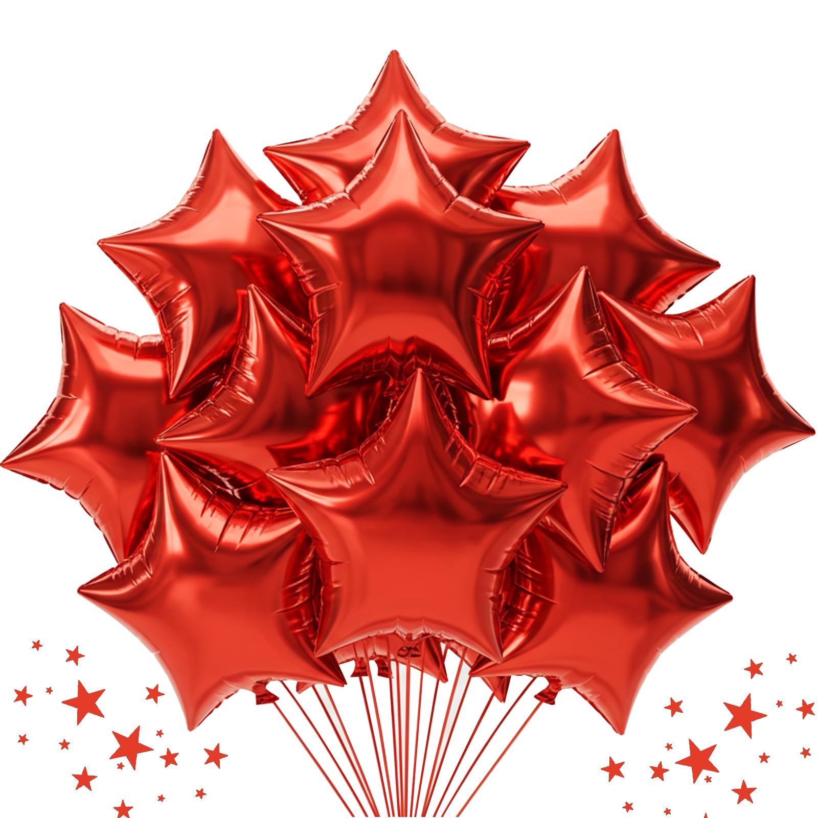 TONIFUL 30Pcs 18 Inch Large Red Star Shape Foil Balloons Big Red Stars Helium Mylar Ballons for Birthday Wedding Baby Shower Ann
