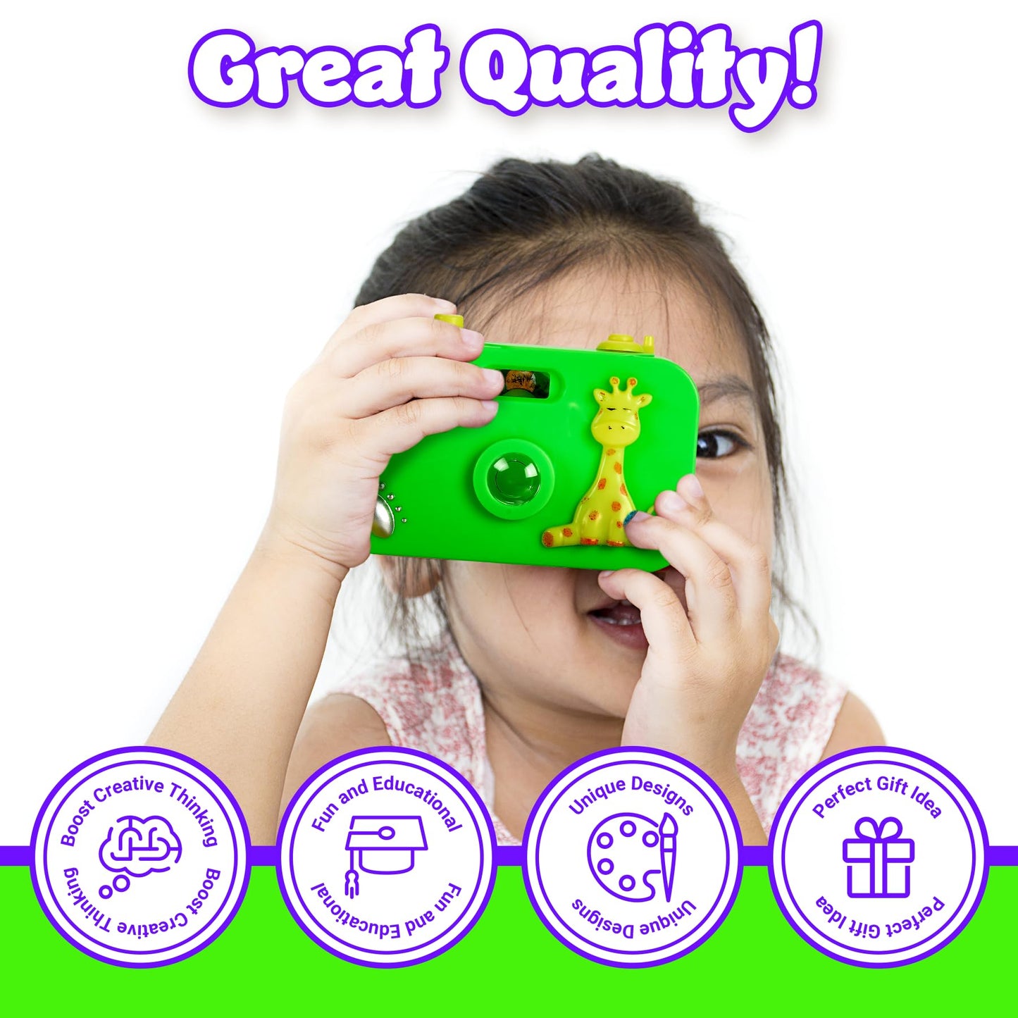 Playbees Toy Camera for Kids - 12 Pack - Wild One Party Favors Camera Toy for Childrens Pretend Play Prop with Images in Viewfin