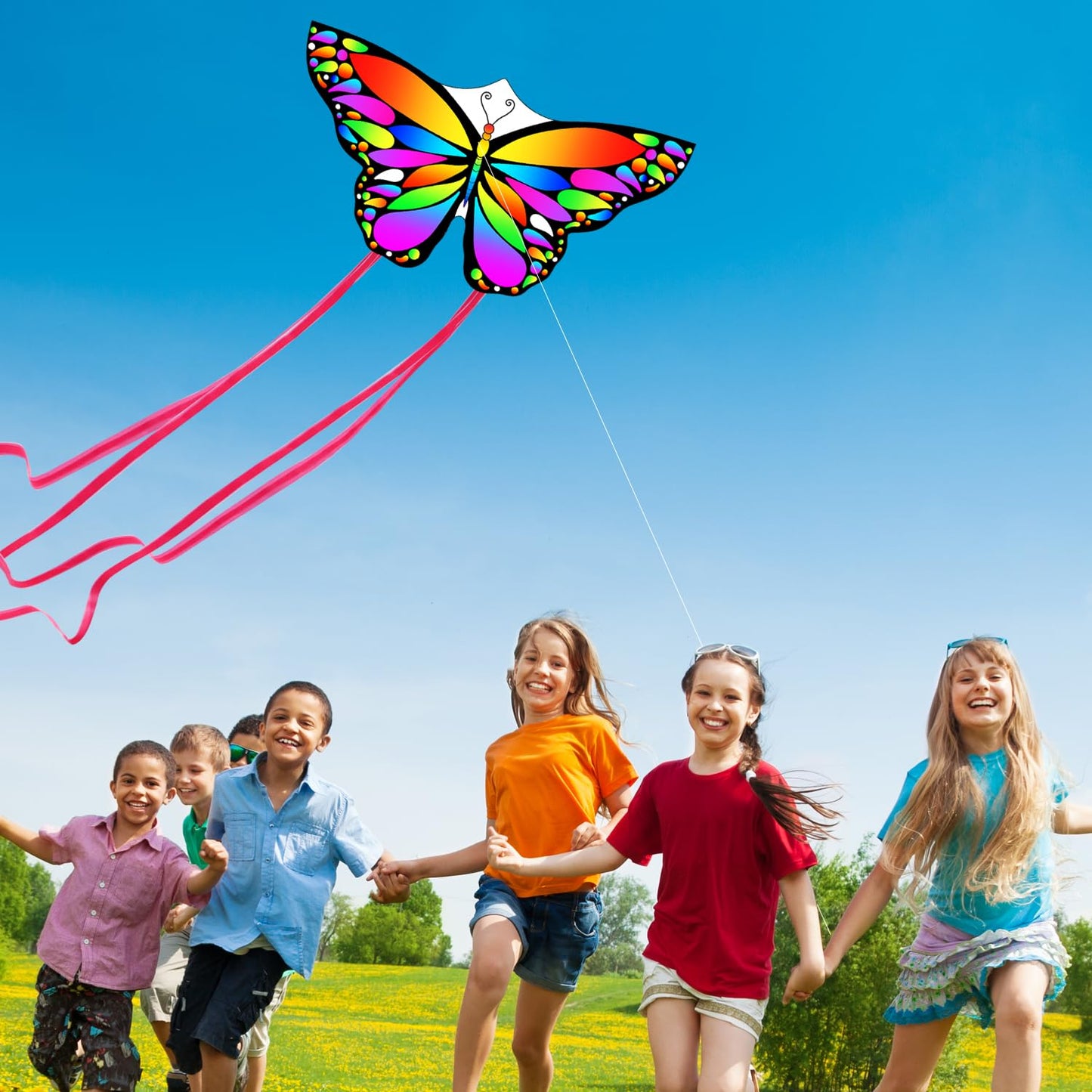 Lanrui Butterfly Kites For Kids & Adults,Easy To Fly Kite, Beginner Kites For Kids Ages 4-8,Beach Kite (Rainbow)
