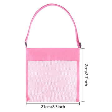 Tuparka 4 Pcs Colorful Mesh Beach Bags Sea Shell Bags Beach Shell Bags Adjustable Carrying Straps Bags For Kids