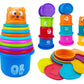 Ella Dream 17 Pcs Multicolor Nesting And Stacking Cups Set, Baby Bathtub Toys, Early Learning Educational Toys For Infants, Toddlers, Stacking Cups With The Numbers, Shapes, Fruits, Animals Patten