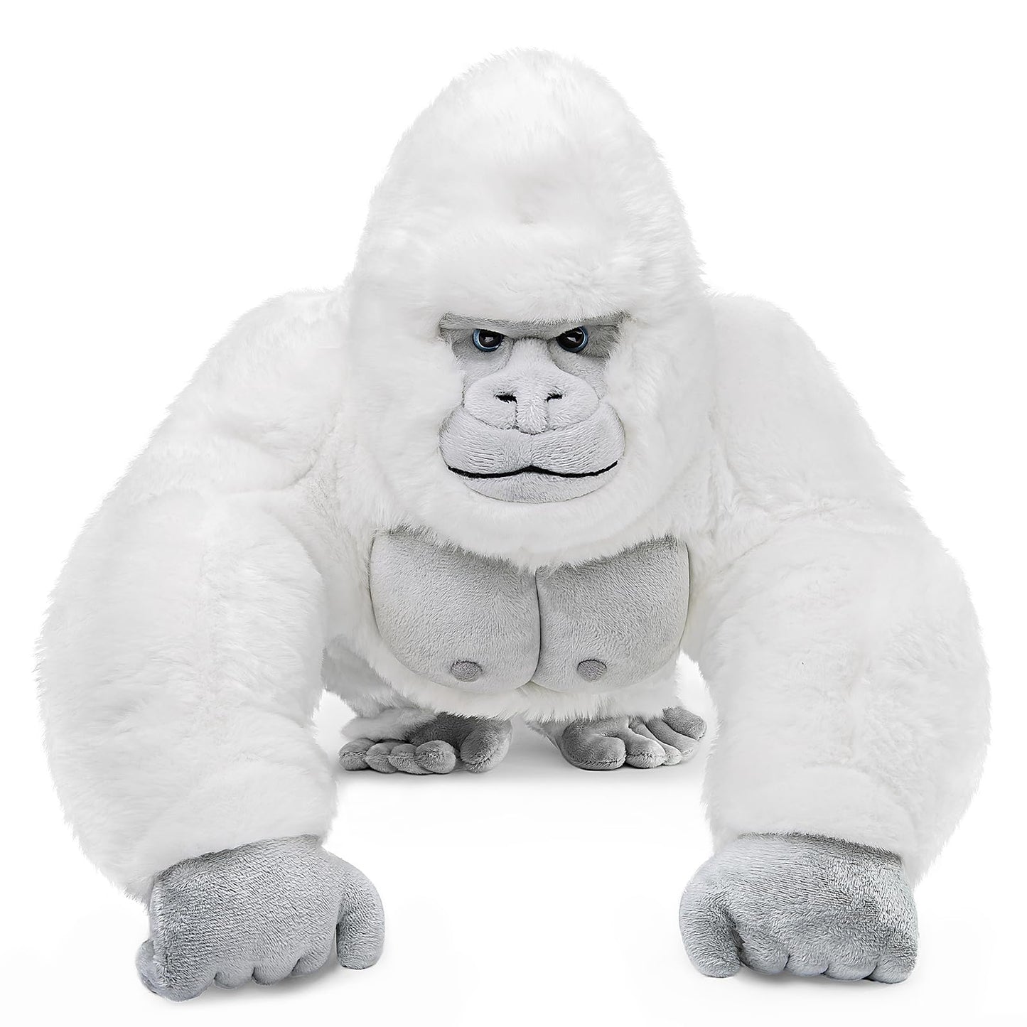 Zhongxin Made Albino Gorilla Plush Toy, Realistic Albino Gorilla Stuffed Animals 15In, Unique Forest Plushie Toys Model Dolls Collection For Kids