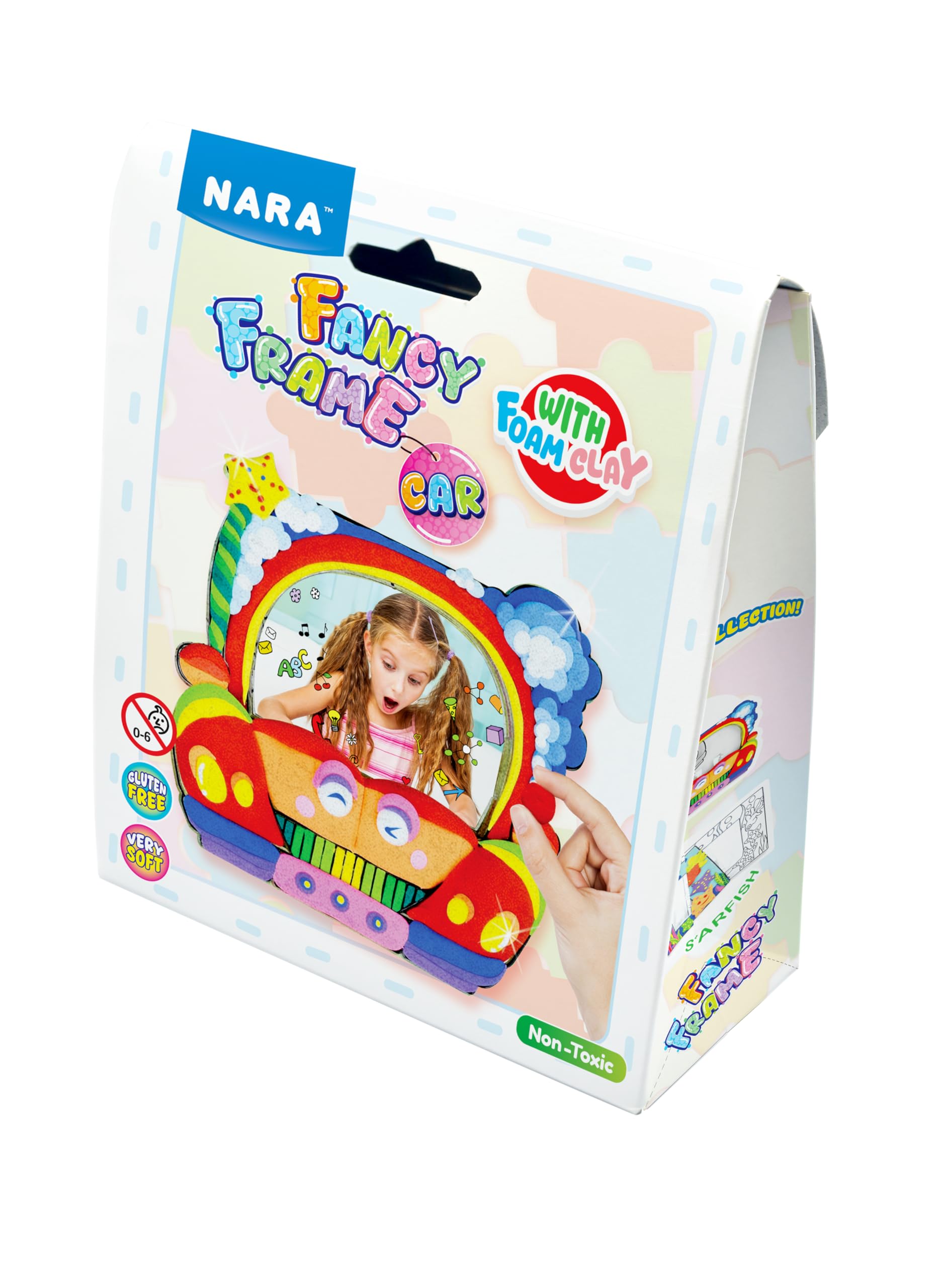 Nara Fancy Frame  Car Design Diy Kit With 5 Foam Clay Colours & Photo Frame. Easy, Creative Fun For Kids Ages 3+. Perfect For M