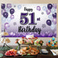LASKYER Happy 51st Birthday Decorations,51st Purple Balloon Large Birthday Banner Backdrop Sign,51 Years Old Bday Party Supplies