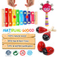 Raimy Kids Musical Instruments Set - Wooden Percussion Instruments Toy For Toddler Baby, Preschool Educational Music Toys For Boys And Girls With Carrying Bag (Red)