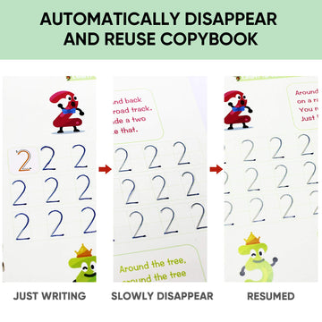 Tuzuaol Practice Handwriting English Reusable Magical Ink Tracing Letter Writing Book For Kids Preschools - 4 Pieces
