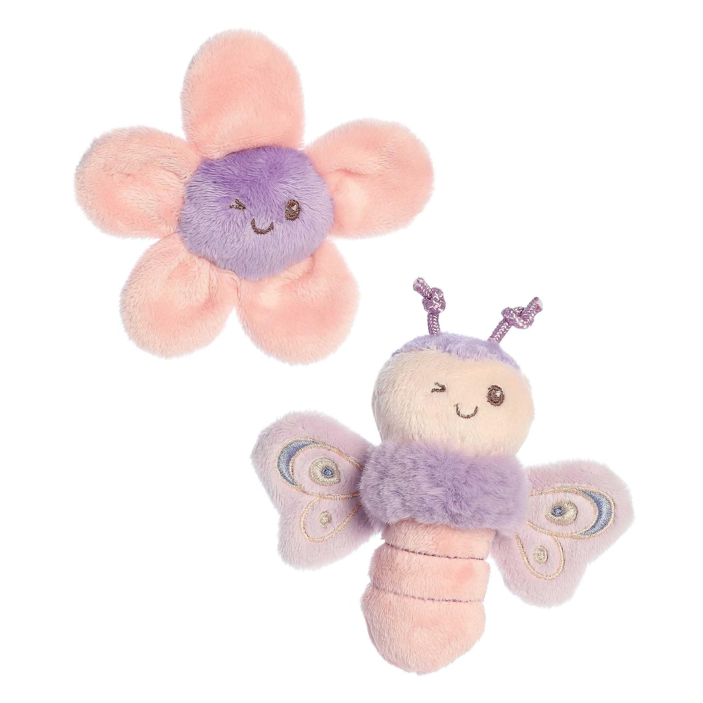 Ebba Playful Flutterflies Flutterfly Rattle & Crinkle Set Baby Stuffed Animal - Sensory Delight - Imaginative Play - Purple 4 Inches