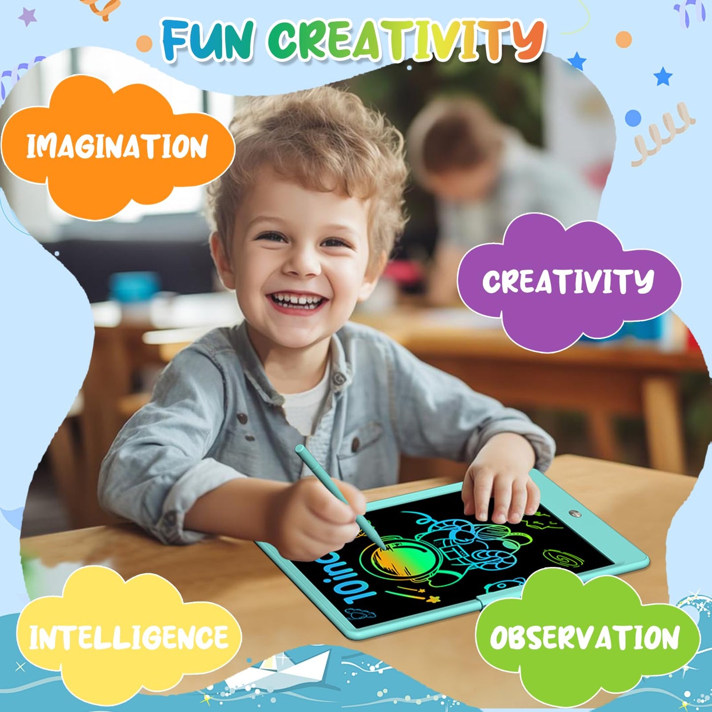PYTTUR 10 Inch LCD Writing Tablet for Kids 4 Pack Reusable Drawing Pad Colorful Toddler Writing Board Electronic Drawing Tablet