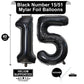 LHOAVWE 40 Inch Black 15 Foil Mylar Helium Number Balloons - Jumbo 15th Birthday Party Decorations