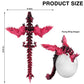Sumland 3D Printed Dragon With Wings Flying,Crystal Wing Dragon Fidget Toys,Black Red