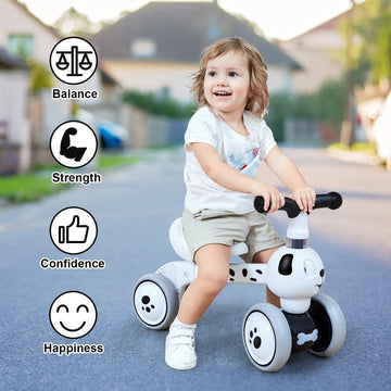 Ygjt Baby Balance Bike Toys For 1 Year Old, Birthday Gifts For Boys And Girls, Silent Wheels & Non-Pedal Baby Walker Riding Toys For 10-36 Months Toddlers, Kids First Bike Gifts Spotty Dog