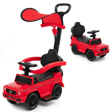 Honey Joy Push Cars For Toddlers, Mercedes Benz Kids Toy Car Stroller W/Push Handle & Detachable Guardrail, Horn & Engine Sound,