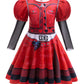Girls Rise Red Halloween Costume With Wig Kids Halloween Red Costume Dress 5-6Years
