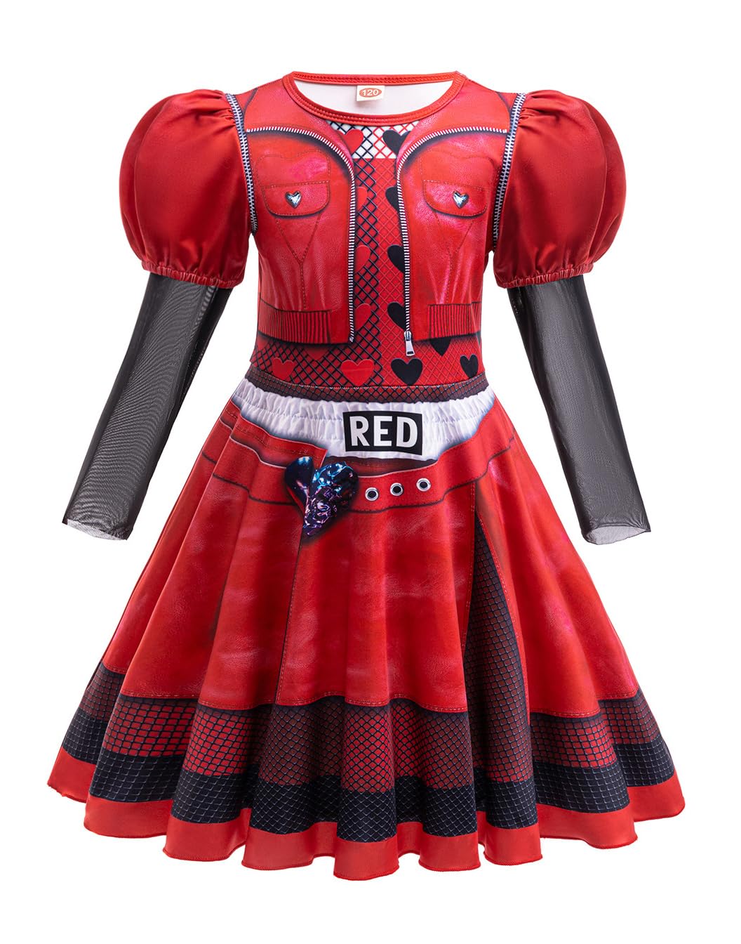 Girls Rise Red Halloween Costume With Wig Kids Halloween Red Costume Dress 5-6Years