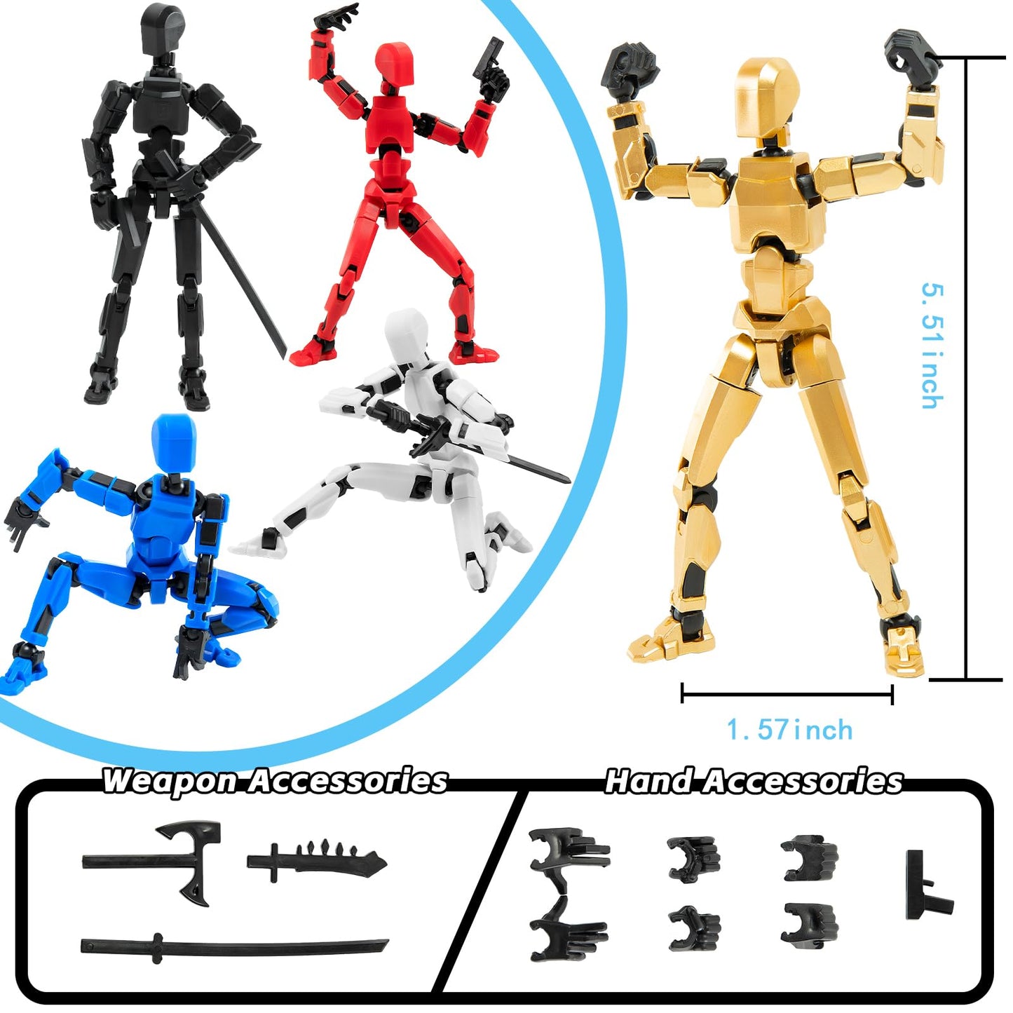 4Pack Assembled Titan T13 Action Figures Set - Lucky Dummy Nova 13 Action Figure Robot Anime Stick Figures Fidget Toys For Boys