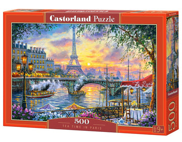 CASTORLAND 500 Piece Jigsaw Puzzle  Tea Time in Paris  France  Colorful Eiffel Tower and Caf? Puzzle  Paris  Art Puzzle  mature-themed Puzzles  Castorland B-53018
