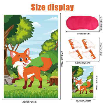 Hxezoc Pin The Tail On The Fox Party Game With 32 Tails Large Forest Farm Fox Games Poster For Kids Animal Birthday Party Favors Carnival Party Supplies