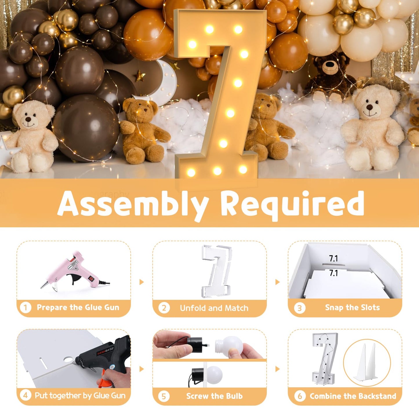 Imprsv 4Ft Marquee Numbers,Diy Light Up Numbers For 7Th Birthday Decorations, Party Party Decorations,Anniversary Party Decor,Mo