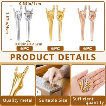 Jexine 18 Pcs Metal Cribbage Pegs Cribbage Board Pegs Fit 1/8 Holes Funny Finger Gesture Cribbage Pegs 3 Colors Unique Cribbage Pegs Toy for Game Accessories Cribbage Traditional Board Game (Rock)