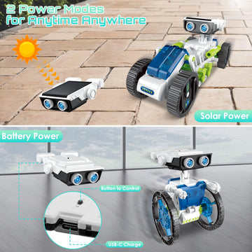 12 In 1 Solar Robot Kit, Diy Solar Power Building Kit With Solar Panel And Battery Power, Education Science Experiment Birthday Idea Gifts Toy For Kids 8 9 10 11 12 Years Old-Green