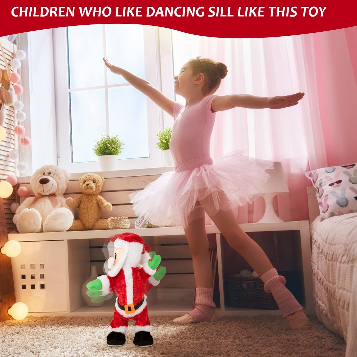 Gfilay Twerking Santa Claus - Dancing Electric Christmas Stuffed Plush Doll Singing English Song Xmas Santa Toys For Kids