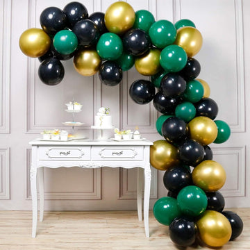 Partywoo Black Gold And Green Balloons, 60 Pcs 12 Inch Green Balloons, Black Balloons And Gold Balloons, Green Gold Black Balloons For Black Party Decorations, Green Birthday Decorations