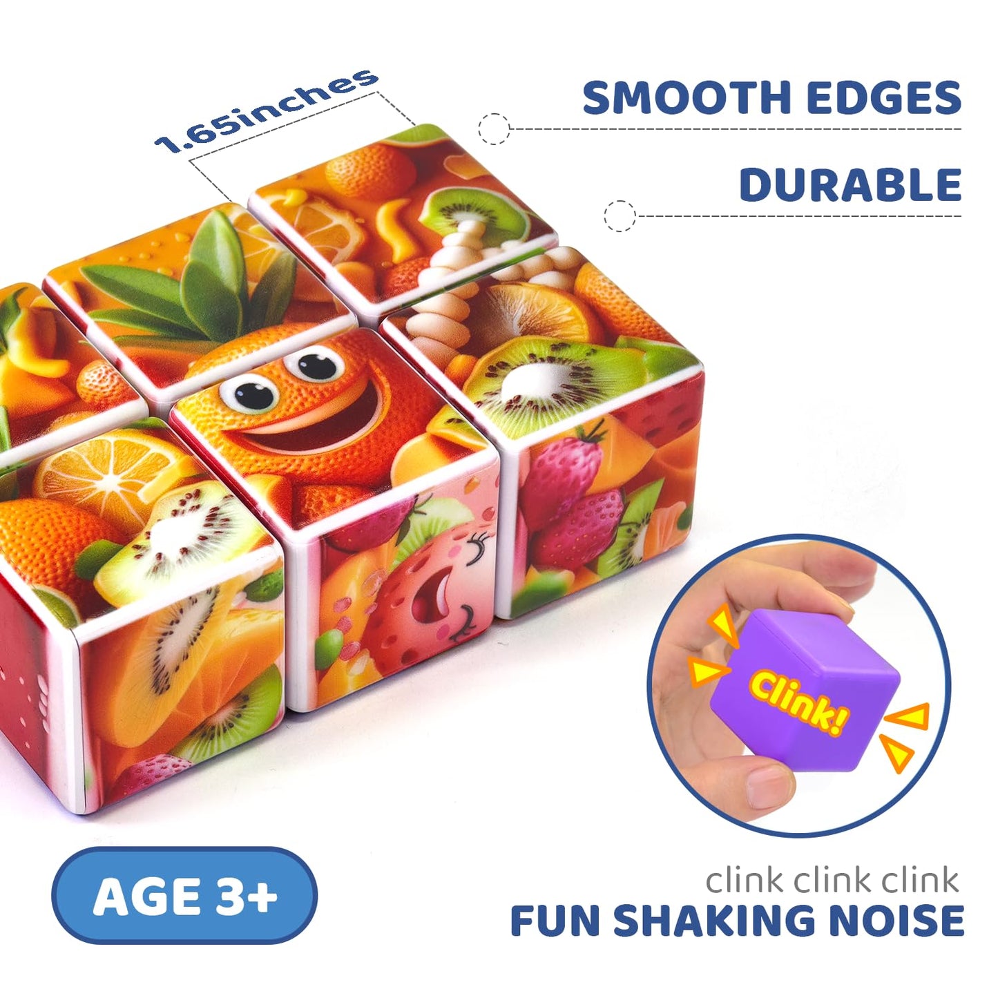 Pairez Toys Magnetic Blocks for Toddlers  1.65 inch Large Building Blocks Tiles  Funny Simle Fruits Puzzle Game  Sensory Montessori STEM Travel Toys for Boys and Girls Ages 3-5 4-8