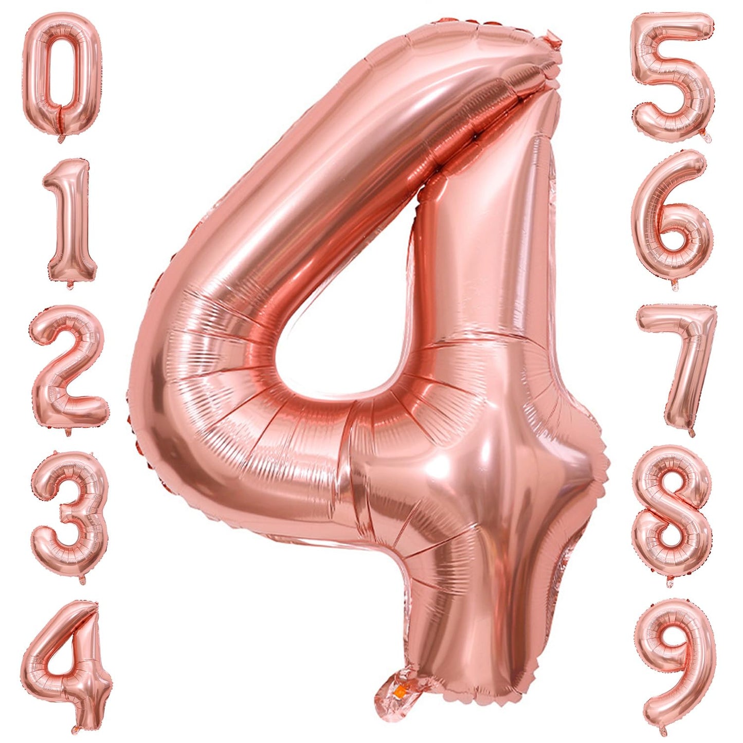 Paticool 40 Inch Rose Gold Number Balloon 4, Large Number Foil Balloons Mylar For Girl Boy Birthday Party Celebration Decoration