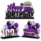 Lingteer Happy 100Th Birthday Purple Acrylic Table Topper Centerpieces Set - Cheers To 100 Years Old Birthday 100Th Bday Party Gift Decorations.
