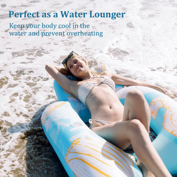Sunrio Inflatable Pool Floats Adult, Pool Lounger Float With 300Lbs Weight Capacity, Pool Chair Float With Cup Holder, Headrest And Footrest For Swimming Pool, Lake, River Floating - Seahorse