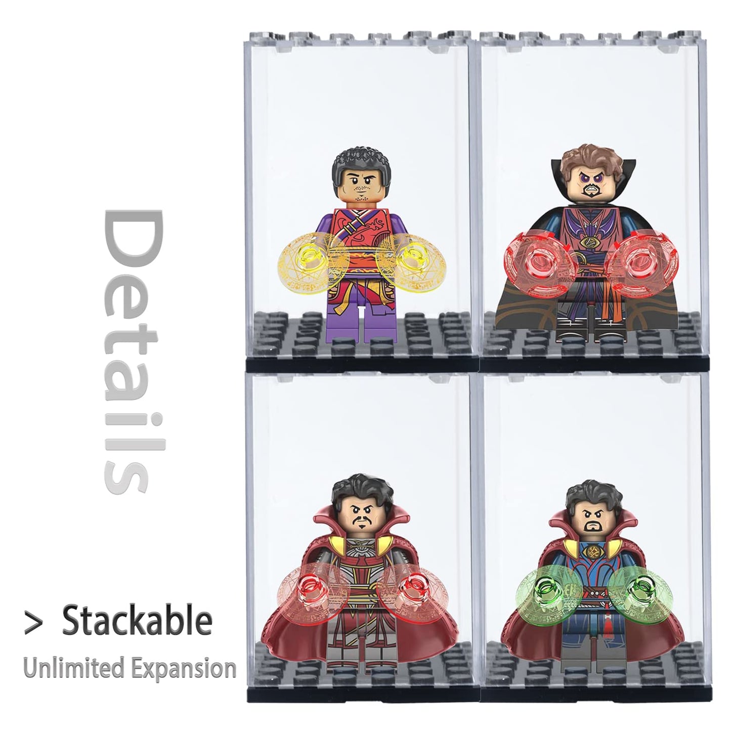 Minifigures Acrylic Display Case Action Figure Building Block Display Box High-Transparency Stackable Storage Case For Figurines