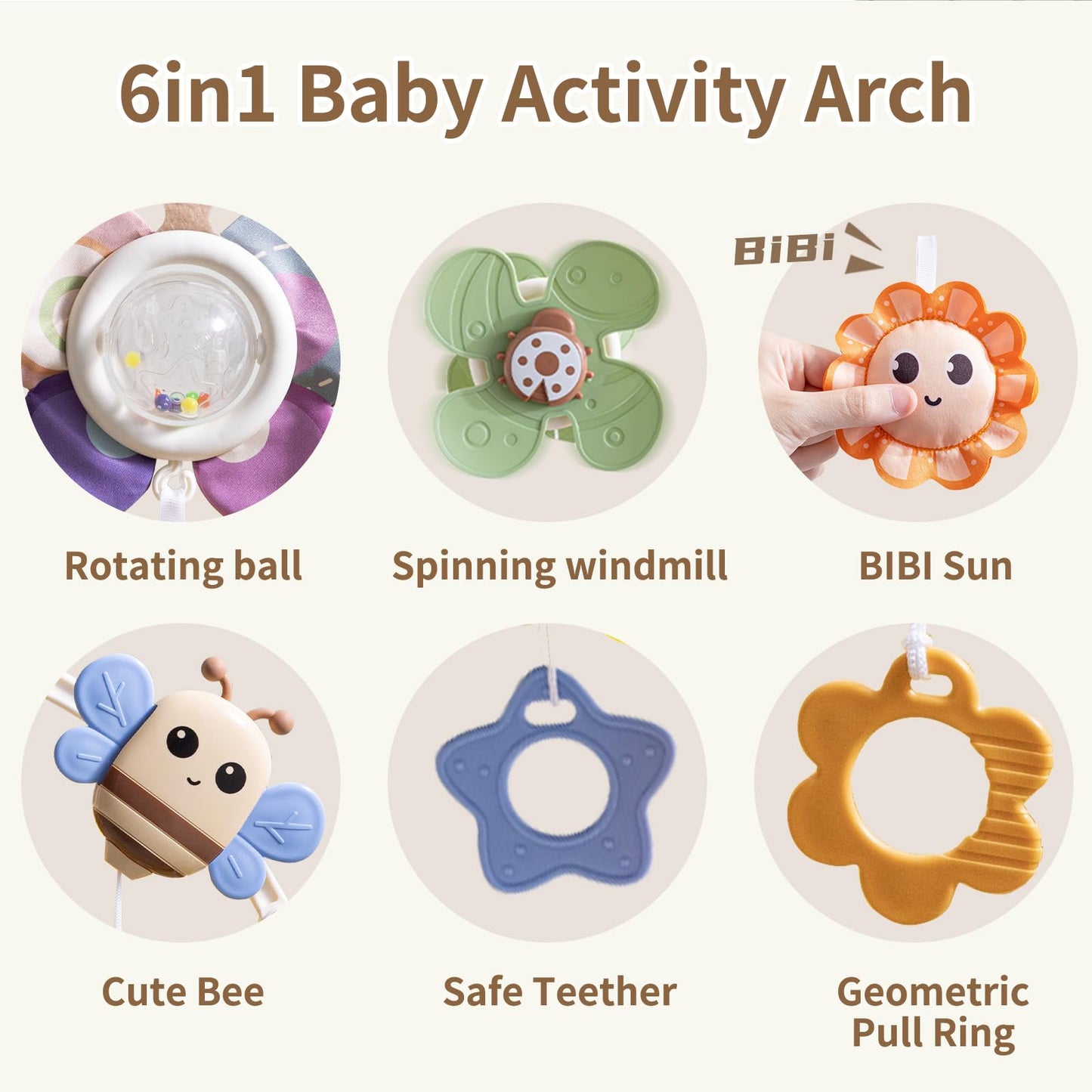 Qesfir Adjustable Baby Stroller Arch Toys - Car Seat Toys Play Arch Crib Bassinet Toy Activity Arch With Fascinating Toy For Sti