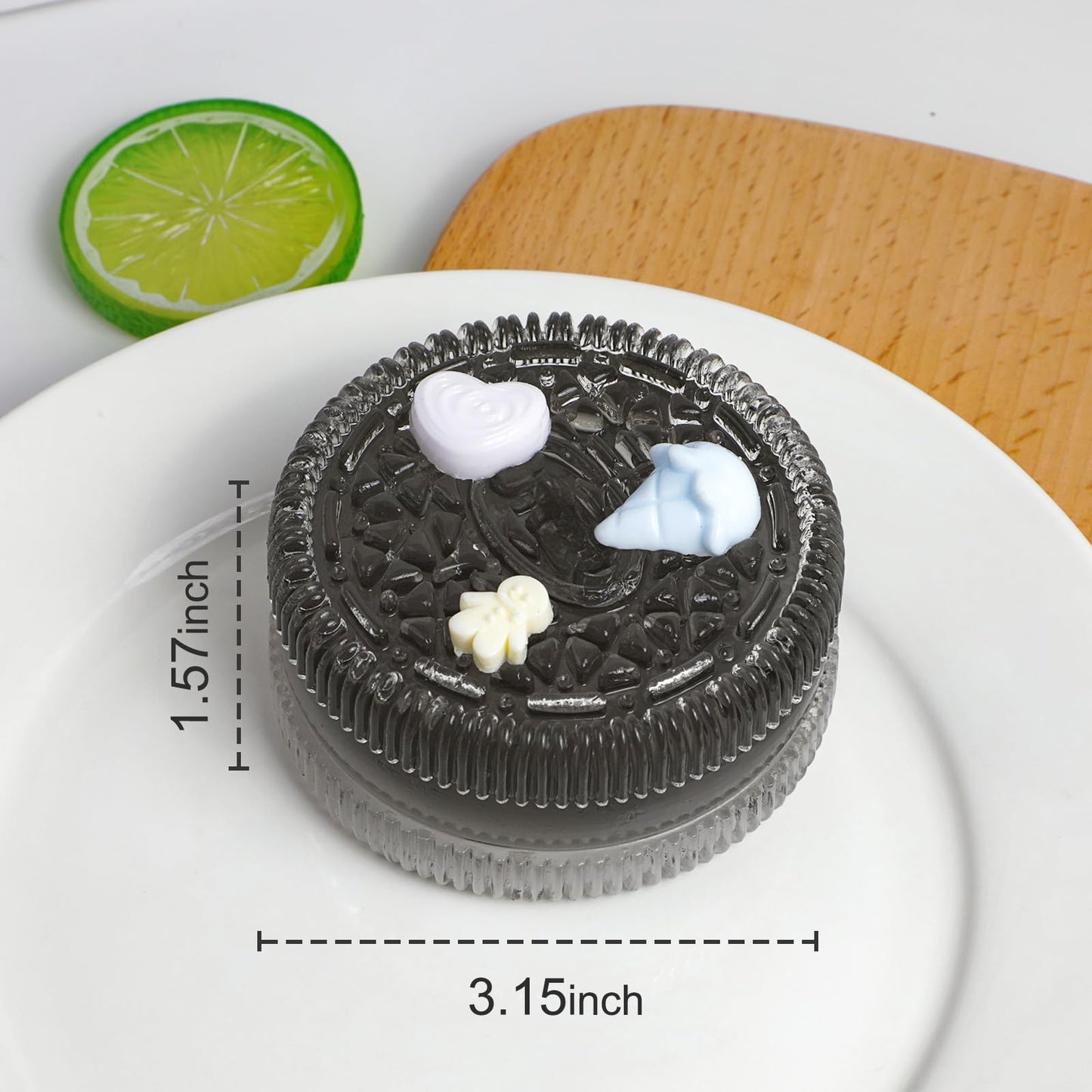Big Sandwich Cookies Taba Squishy Kit - Silicone Handmade Biscuit Fidget Toys for Kids (Clear Black)