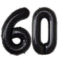 Black 60 Number Balloons Giant Jumbo Foil Mylar Helium Balloons Party Decoration Supplies Balloons Great For Women Men 60Th Birt