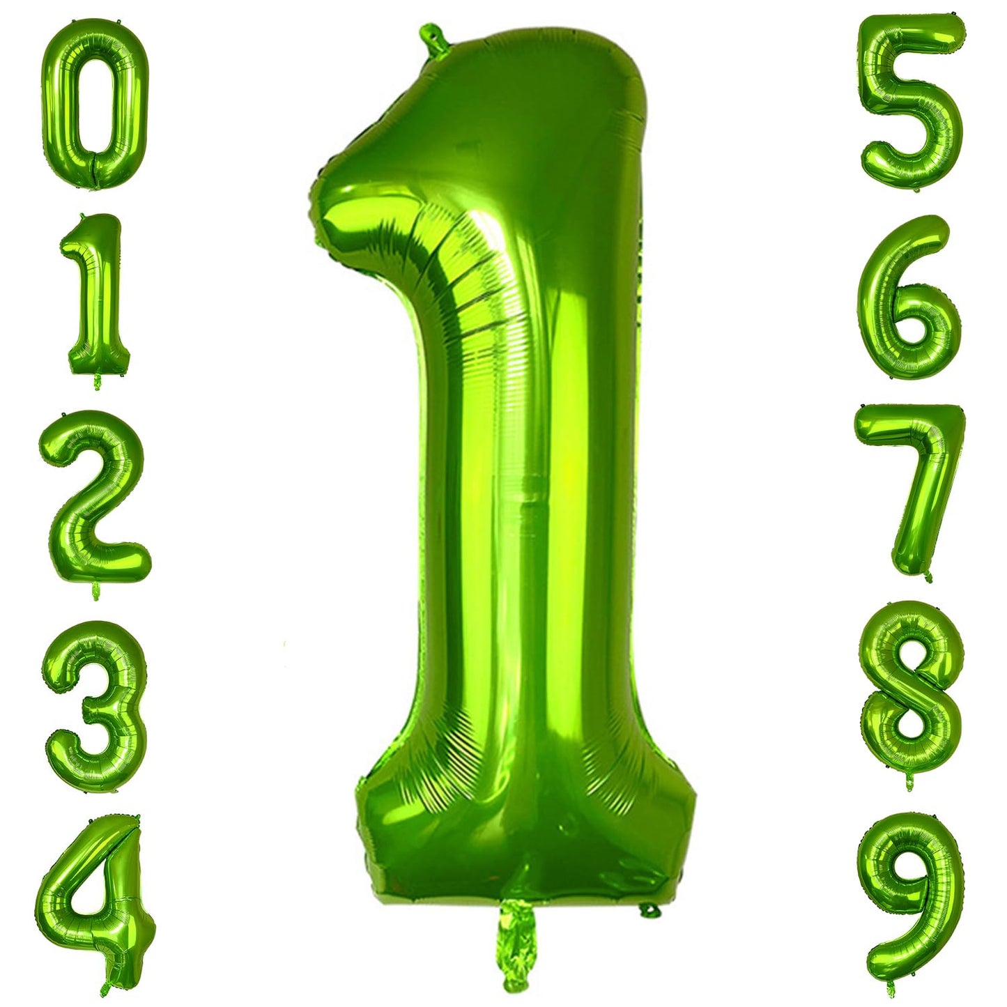 Paticool 40 Inch Green Number Balloon 1, Large Number Foil Balloons Mylar For Girl Boy Birthday Party Celebration Decorations Su