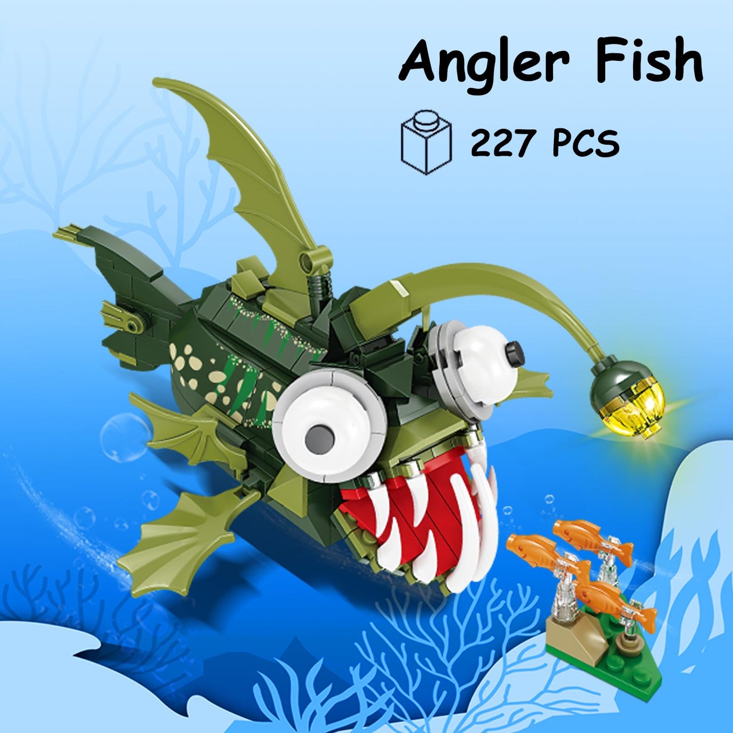 Kazi Angler Fish Toy Building Set,Halloween Sea Creatures Building Blocks,Ocean Animal Toys For Kids Ages 6 7 8 9 10 Plus Boys G