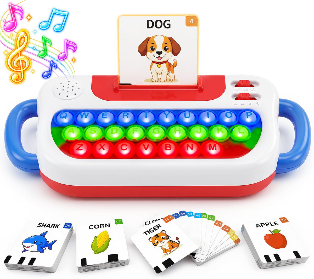 Talking Flash Cards Popping Keyboard Learning Toys for Toddlers 1 2 3 4