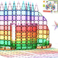 Everplay 140 pc Castle Rocket Magnetic Tiles with Car Set Building Block Toys STEM Educational Learning Magnet Toy Preschool Mon