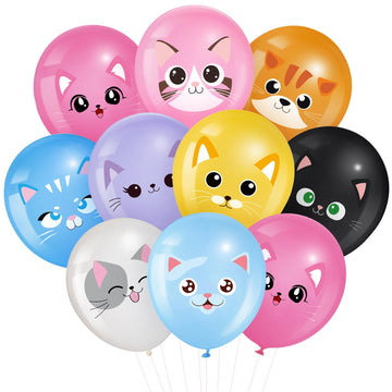 Censen 45 Pcs Cat Balloons 12 Inch Cat Latex Balloons Birthday Decorations Pets Theme Party Supplies for Animal Party Decoration