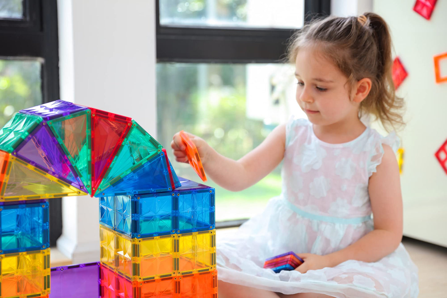 Megagontiles 110Pcs Premium Magnetic Tiles| Magnet Tiles| Stem Authenticated| Magnetic Tiles Kids|Magnetic Blocks|Magnet Tiles S