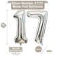 LHOAVWE 40 Inch Silver 17 Number Balloons - Aluminum Birthday Decorations for 17th Anniversary Party Supplies