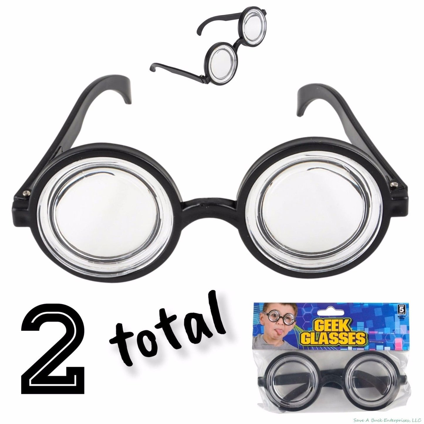 Rhode Island Novelty Round Bubbles Goggles - Black Plastic Bug Eyes Specs for Costume