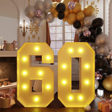 Imprsv 3Ft Marquee Light Up Numbers, Marquee Numbers 60Th Birthday Decorations For Women Men, Large Light Up Numbers 60Th Birthd