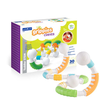 Guidecraft Grippies Curves - 30 Piece Set, Stem Soft Grip Magnetic Building Toy For Toddlers