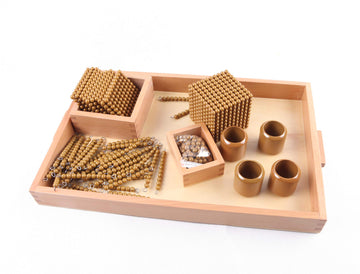 Adena Montessori Golden Math Bead Set - Educational Metal Learning Toys for Kids - Brown